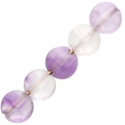 Round faceted flat beads - palets 4mm gemstone tinted violet jade x10