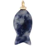 Fish pendant 26x12 mm with CZ heart and gemstone - Sodalite x1