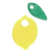 Lemon and leaf charms 15x11 mm in acetate - Transparent yellow - Green x2