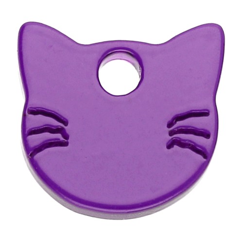 Cat head charm 14.5x15.5 mm in acetate - Dark purple x1