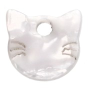 White - Cat head charm 14.5x15.5 mm acetate - Pearlescent white x1 Cat head charm 14.5x15.5 mm acetate - Pearlescent white x1