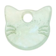 14.5x15.5 mm acetate cat's head charm - Water green marbled pearly glitter