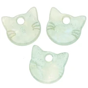14.5x15.5 mm acetate cat's head charm - Water green marbled pearly glitter