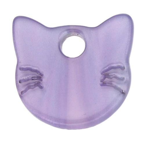 Cat head charm 14.5x15.5 mm in acetate - Lilac iridescent x1