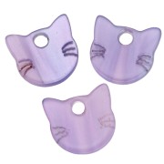 Cat head charm 14.5x15.5 mm in acetate - Lilac iridescent x1