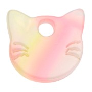 Pink - Cat head charm 14.5x15.5 mm acetate - Marbled Yellow - Pink - Blue x1 Cat head charm 14.5x15.5 mm acetate - Marbled Yellow - Pink - Blue x1