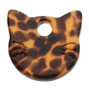 Cat head charm 14.5x15.5 mm acetate - Terrazzo Brown - Black x1