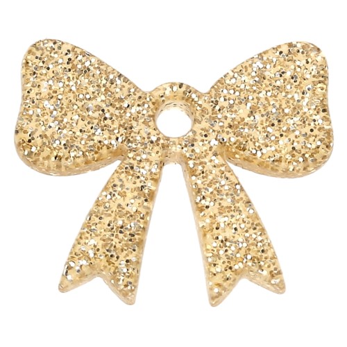 16.5x20 mm Acrylic Knot Pendant - Golden Glitter x1