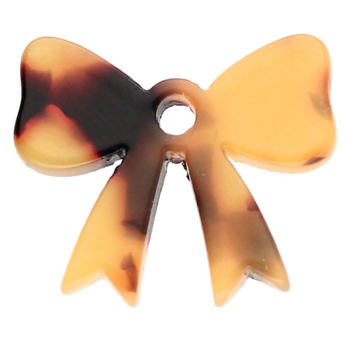 16.5x20 mm Acetate Bow Pendant - Tortoiseshell - Brown - Black x1