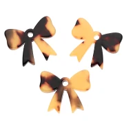 16.5x20 mm Acetate Bow Pendant - Tortoiseshell - Brown - Black x1