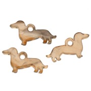 Dachshund 11x20 mm acetate charm - Marbled brown x1