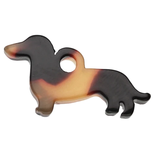Dachshund 11x20 mm acetate charm - Tortoiseshell - Brown - Black x1
