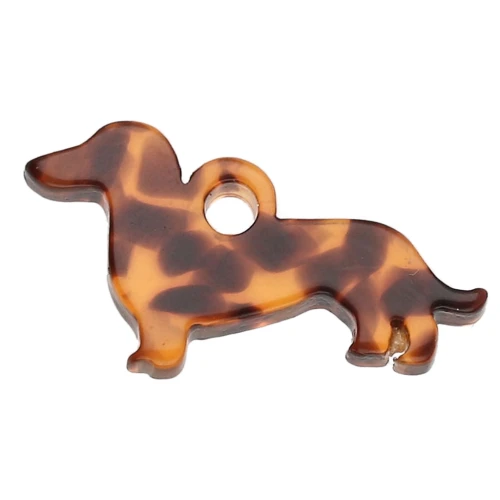 Dachshund 11x20 mm acetate charm - Terrazzo Brown - Black x1