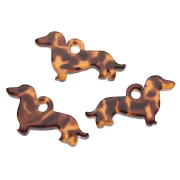 Dachshund 11x20 mm acetate charm - Terrazzo Brown - Black x1