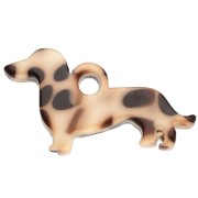 Dachshund 11x20 mm acetate charm - Mottled Brown - Cream x1