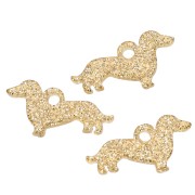 Dachshund 11x20 mm acrylic charm - Gold glitter x1