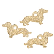 Dachshund 11x20 mm acrylic charm - Gold glitter x1