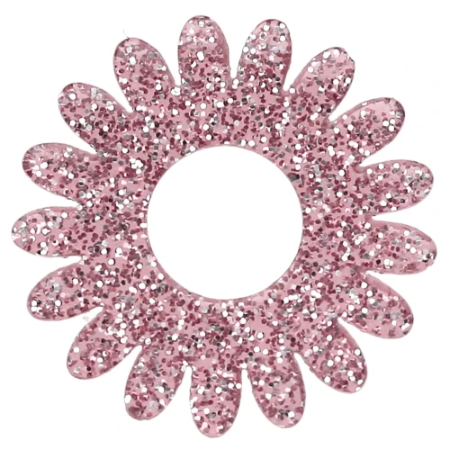 20 mm daisy flower pendant in acrylic - Old rose glitter x1