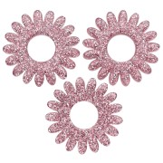 20 mm daisy flower pendant in acrylic - Old rose glitter x1