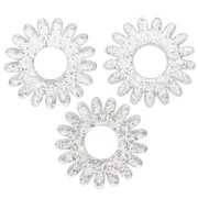 20 mm daisy flower pendant in acrylic - Silver glitter AB x1