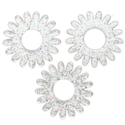 20 mm daisy flower pendant in acrylic - Silver glitter AB x1