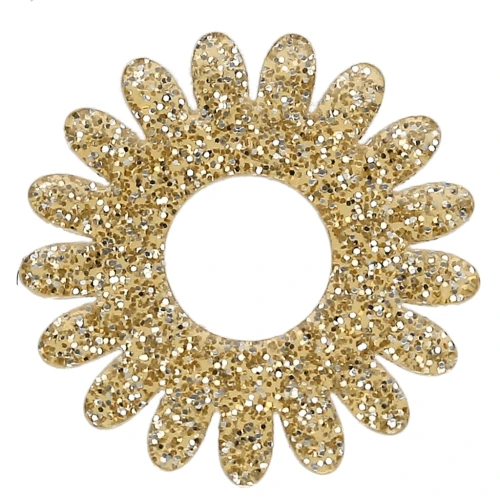 20 mm daisy flower pendant in acrylic - Gold glitter x1