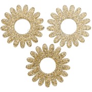 20 mm daisy flower pendant in acrylic - Gold glitter x1