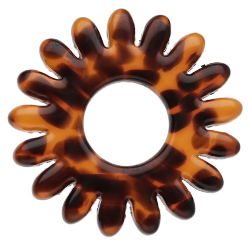 20 mm daisy flower pendant in acetate - Terrazzo Brown - Black x1