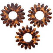 20 mm daisy flower pendant in acetate - Terrazzo Brown - Black x1