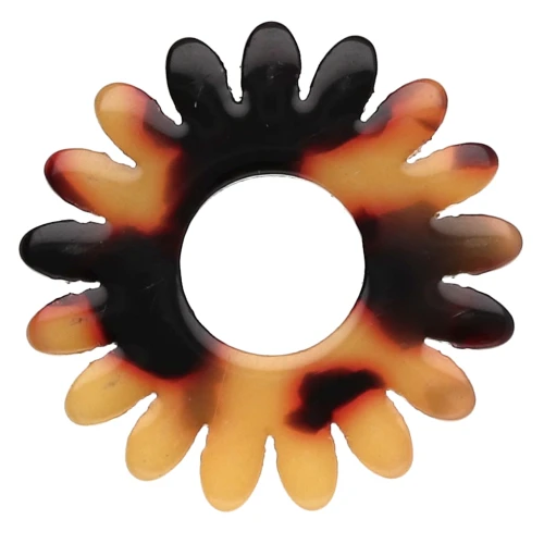 Daisy flower pendant 20 mm acetate - Tortoiseshell - Brown - Black x1