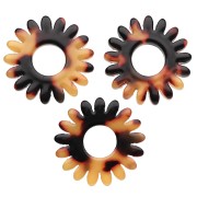 Daisy flower pendant 20 mm acetate - Tortoiseshell - Brown - Black x1