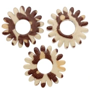 20 mm Daisy Flower Pendant in Acrylic - Beige Cheetah - Dark Brown x1