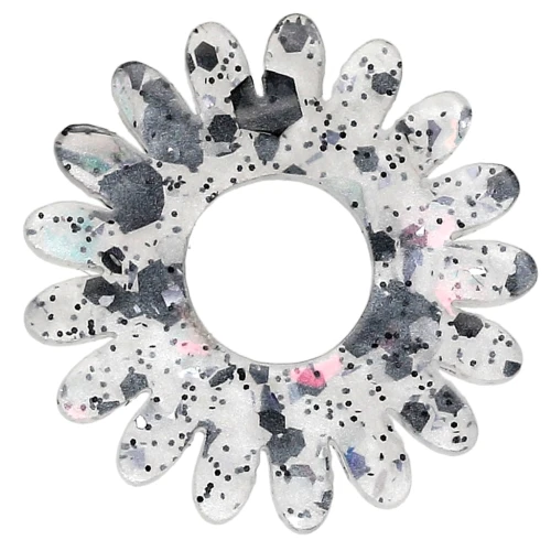 20 mm daisy flower pendant in acrylic - Multi-blue glitter AB x1