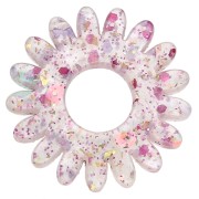 20 mm daisy flower pendant in acrylic - Glitter Rose AB x1