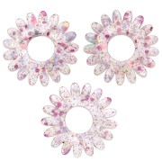 20 mm daisy flower pendant in acrylic - Glitter Rose AB x1