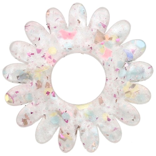 20 mm Daisy Flower Pendant in Acrylic - Yellow Glitter - Rose AB x1