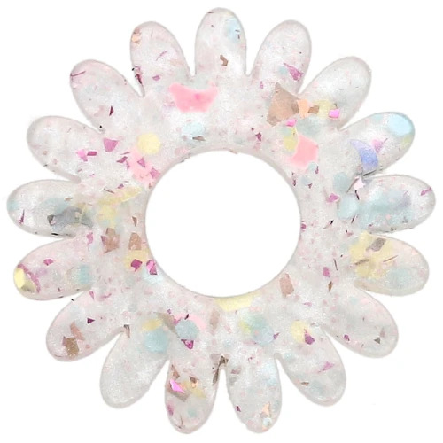 20 mm Daisy Flower Pendant in Acrylic - Yellow Glitter - Rose AB x1