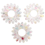 20 mm Daisy Flower Pendant in Acrylic - Yellow Glitter - Rose AB x1