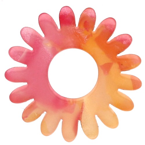 Daisy flower pendant 20 mm acetate - Tortoiseshell - Red - Orange x1