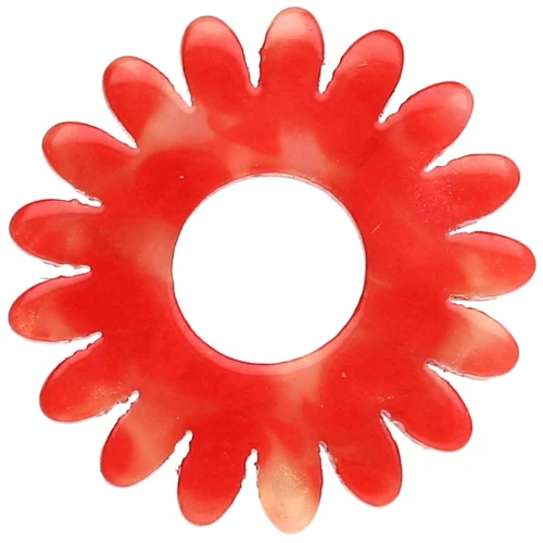 20 mm daisy flower pendant in acetate - Marbled orange x1