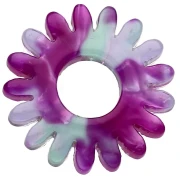 Pendant daisy flower 20 mm acetate - Tortoiseshell - Purple - Green x1