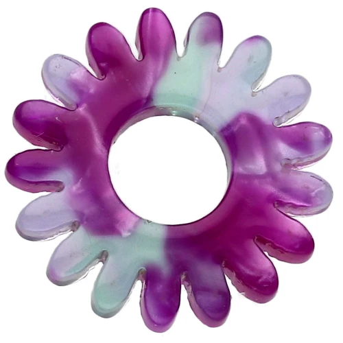 Pendant daisy flower 20 mm acetate - Tortoiseshell - Purple - Green x1