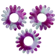 Pendant daisy flower 20 mm acetate - Tortoiseshell - Purple - Green x1