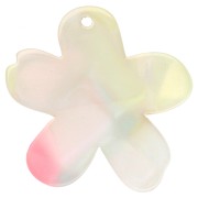 Pink - 32x30 mm Acetate Flower Pendant - Marbled Coral - Yellow - Blue Pearl x1 32x30 mm Acetate Flower Pendant - Marbled Coral - Yellow - Blue Pearl x1
