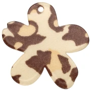 32x30 mm Acetate Flower Pendant - Beige Cheetah - Dark Brown x1