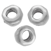 Irregular rondelle beads, 5 mm - large hole - Antique fine silver plated (set of 5)