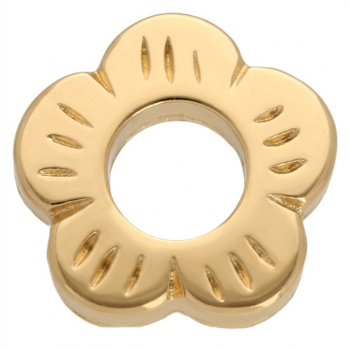 10.5 mm Flower-Shaped Rondelle Beads - Fine gold plated x4