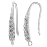 20 mm ear hooks with zirconium oxide & hoop - Fine silver plated x2