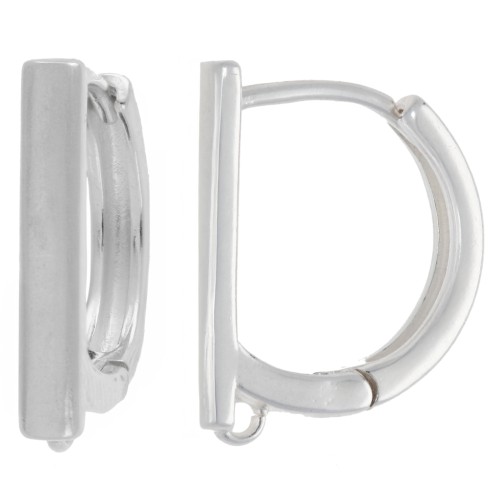 Dormeuses bar 15.5x12 mm with 1 open ring - Fine silver plated x2