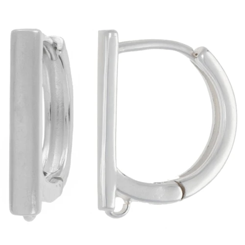 Dormeuses bar 15.5x12 mm with 1 open ring - Fine silver plated x2